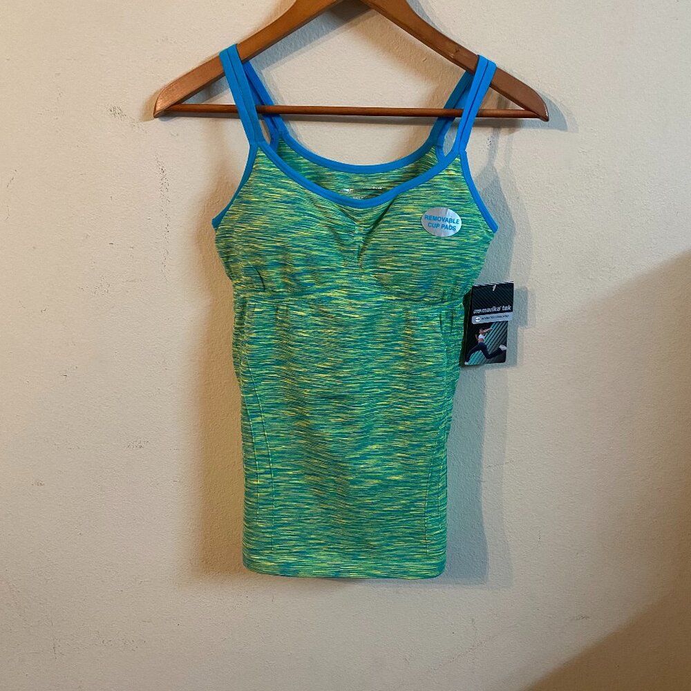 MARIKA TEK LARGE LIME GREEN/CYAN BLUE/YELLOW TANK TOP WITH REMOVABLE CUP PADS